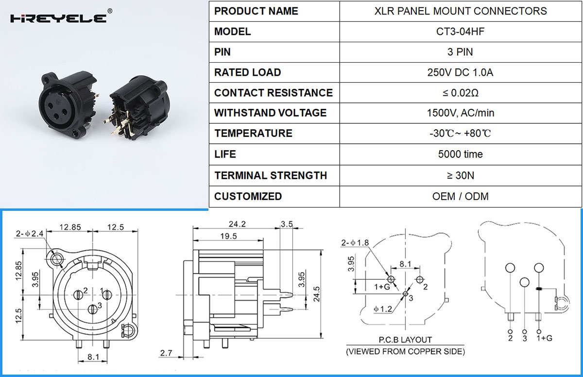 XLR FEMALE SOCKET 3 PIN